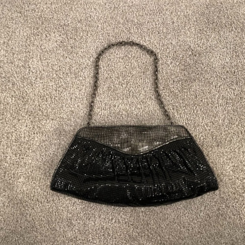 Whiting & Davis Mesh and Leather Clutch Purse